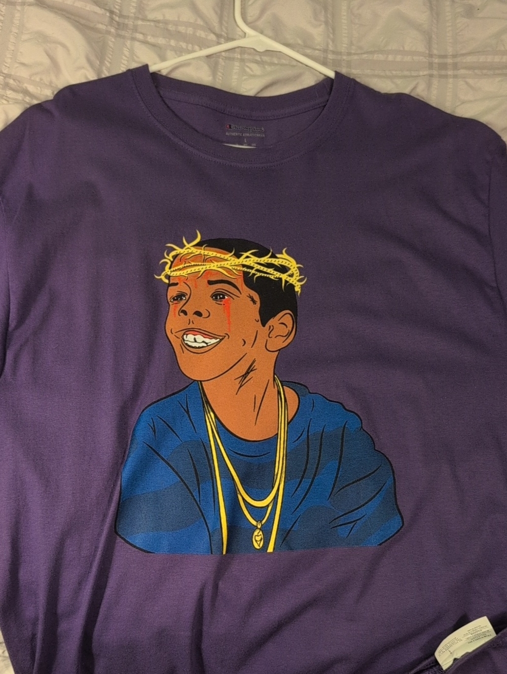 Men's Purple Graphic Tee with Crown Portrait
